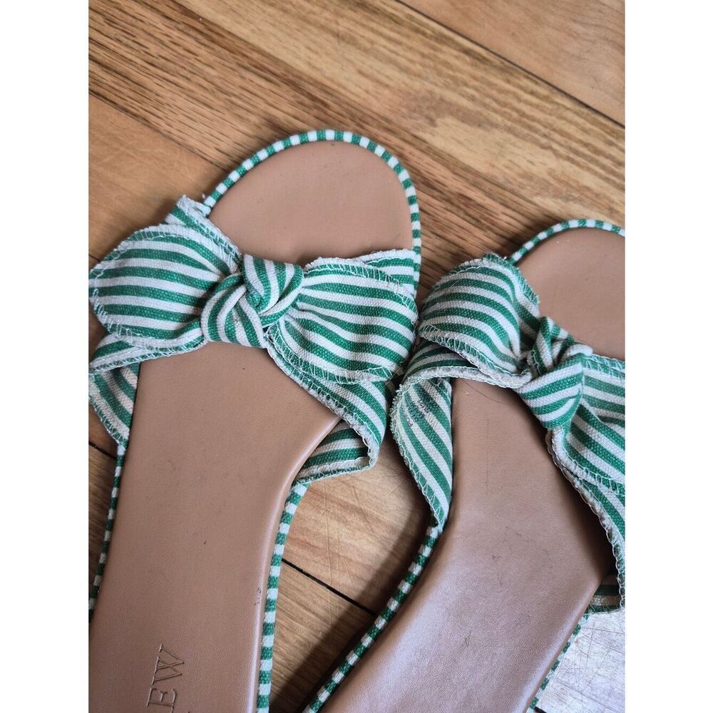 J.Crew Green and White Striped Bow Slide Sandals - Picture 6 of 8